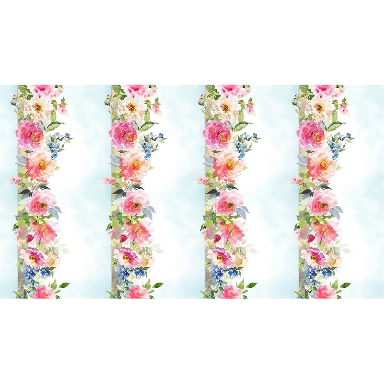 Victoria Border Print Floral Cotton Fabric In the Beginning by the yard